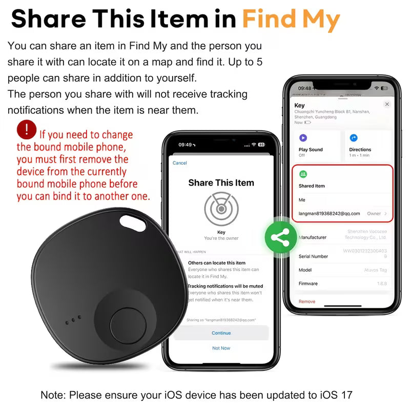 4 Pack Air Tag Anti-Loss Finder GPS Smart Tag, Mini Positioning Tracker, Short-Distance Real-Time Tracking, Supports iOS (Not Android), 1 Year Battery Life, Suitable for Pets, Wallets, Keys, Suitcases and More